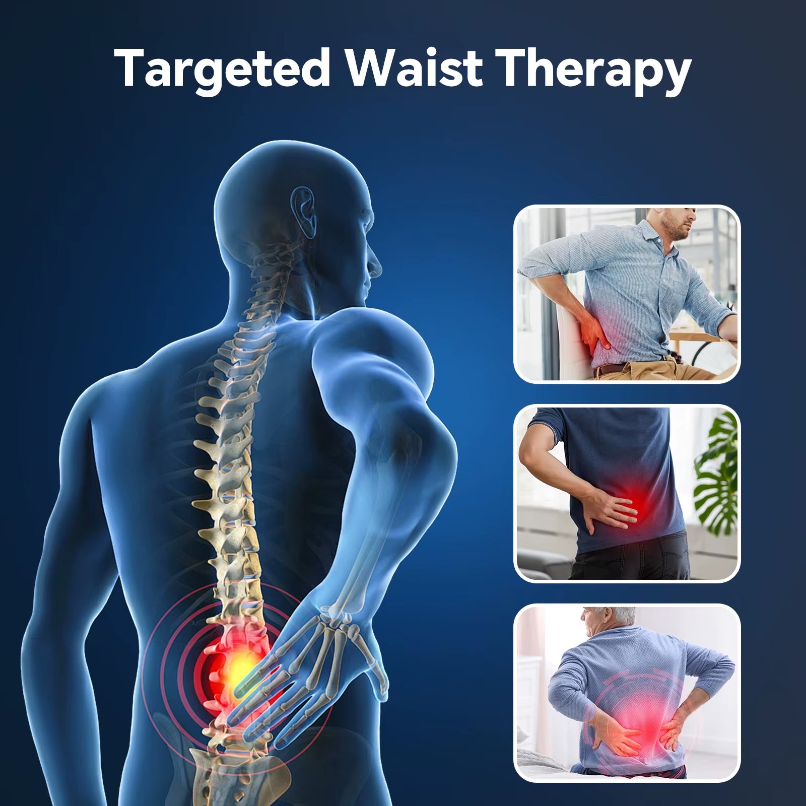 Cordless Warm & Cold Compress Air Compression Waist Belt Heating & Ice Pack Therapy Waist Massage Belt Back Lumbar Support Brace