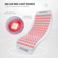 L120 LED Red Light Therapy Belt 630Nm 850Nm near Infrared Red Light Therapy Pad Wireless for Waist Back Pain Relief