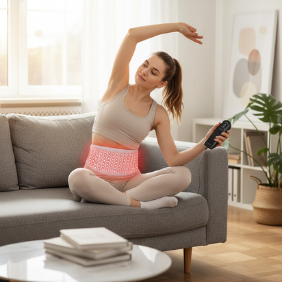 L120 LED Red Light Therapy Belt 630Nm 850Nm near Infrared Red Light Therapy Pad Wireless for Waist Back Pain Relief