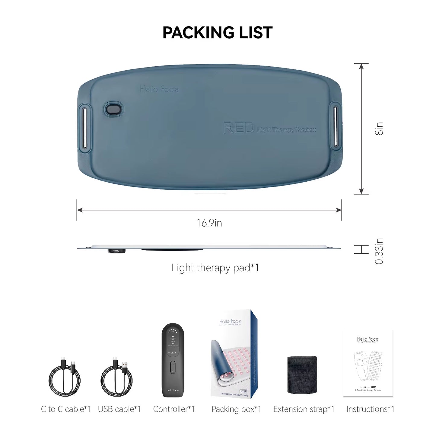 L120 LED Red Light Therapy Belt 630Nm 850Nm near Infrared Red Light Therapy Pad Wireless for Waist Back Pain Relief