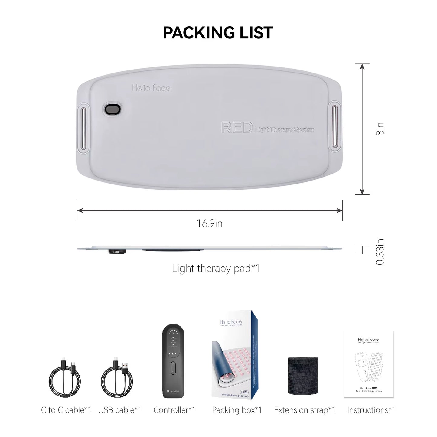 L120 LED Red Light Therapy Belt 630Nm 850Nm near Infrared Red Light Therapy Pad Wireless for Waist Back Pain Relief
